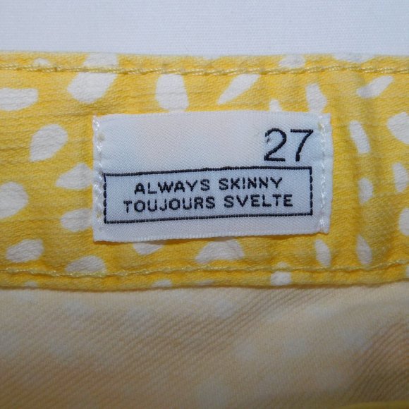 GAP 1969 Always Skinny Womens 27 Yellow White Polkadot Stretch Jeans - Picture 3 of 10